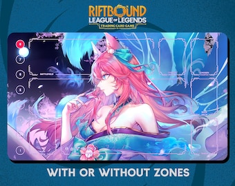 Tappetino da gioco Mystic Ahri Fantasy con bordi cuciti - Gioco di carte collezionabili Riftbound