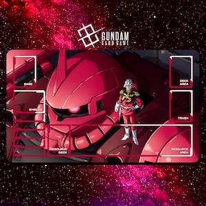 Char Aznable and Gundam Zaku Red Comet Playmat - Gundam Card Game - 24&quot; x 14&quot; inches (600 x 350 mm) - Trading Card Game
