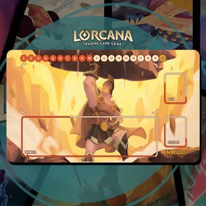 Tapete de juego Lorcana TCG - El héroe Hércules - 24" x 14" pulgadas (600 x 350 mm) - Juego de cartas coleccionables