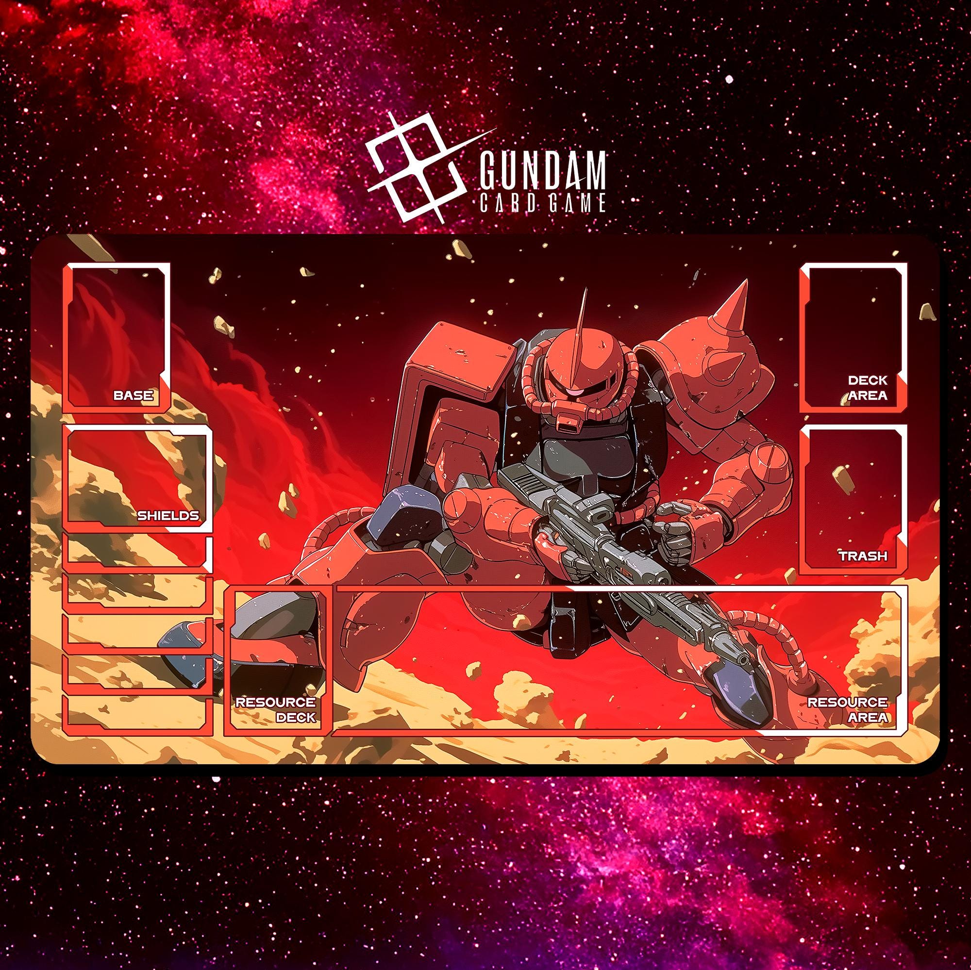 Gundam Zaku Red Comet Battlefield Playmat - Gundam Card Game