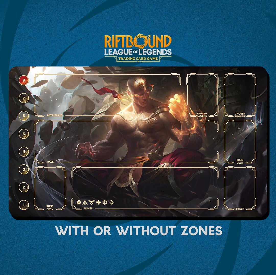 Lee Sin Playmat Stitched Edges - Riftbound Trading Card Game - 24