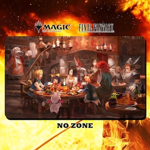 FF9 Diner Party Playmat/ Deskmat - MTG Final Fantasy - 24&quot; x 14&quot; inches (600 x 350 mm) - Trading Card Game