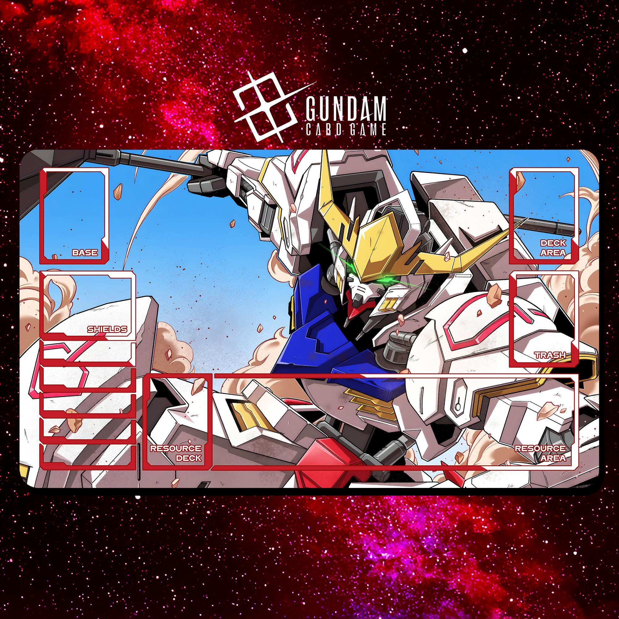 Gundam Barbatos Playmat - Gundam Card Game - 24" x 14" inches (600 x 350 mm) - Trading Card Game