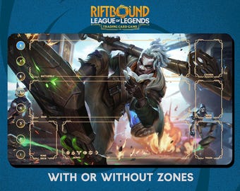 Tappetino da gioco Firelight Ekko Arcane con bordi cuciti - Gioco di carte collezionabili Riftbound - 600 x 350 mm (24" x 14")