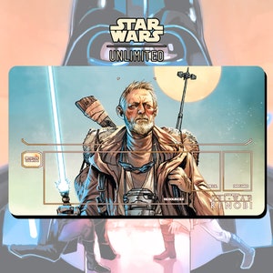 Tapis de jeu JCC Star Wars : Unlimited Wise Obi-Wan Kenobi - 24 x 14 po. (600 x 350 mm) - Jeu de cartes à collectionner
