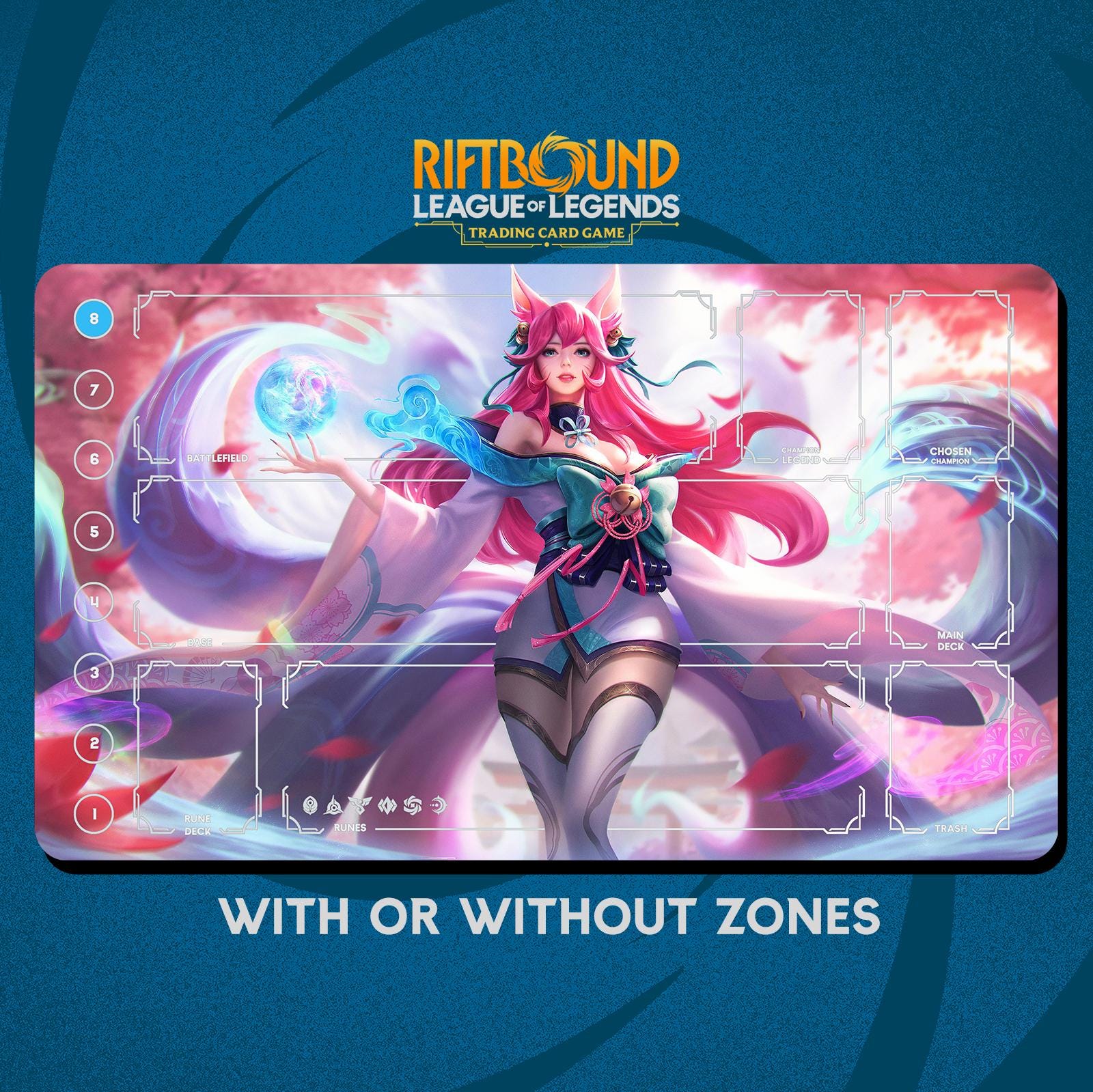 Mystic Ahri Playmat Stitched Edges - Riftbound Trading Card Game