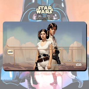 Tapis de jeu JCC Star Wars : Illimité Princesse Leia et Han Solo - 24 x 14 po. (600 x 350 mm) - Jeu de cartes à collectionner