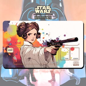 Tapis de jeu JCC Star Wars : Unlimited - General Leia Organa - 24 x 14 po. (600 x 350 mm) - Jeu de cartes à collectionner