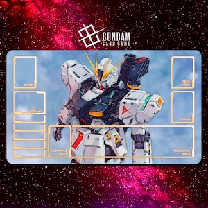 Nu Gundam Playmat - Gundam Card Game - 24&quot; x 14&quot; inches (600 x 350 mm) - Trading Card Game