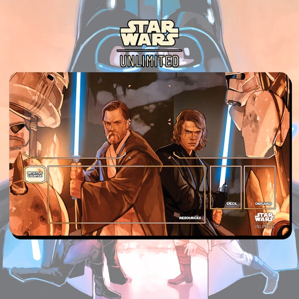 Playmat TCG Star Wars: Unlimited Obi-Wan Kenobi and Anakin Skywalker - 24" x 14" inches (600 x 350 mm) - Trading Card Game