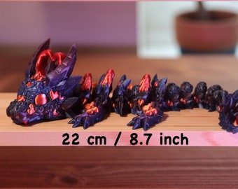 Articulated Baby Dark Heart Dragon - Fidget Toy, Flexible Toy, ADHD Toy - 3D Printed Fidget Dragon