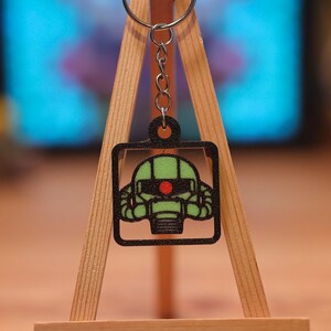 Gundam MS-06 Zaku II groene gunpla-stijl sleutelhanger/sleutelhanger - 3D-geprint cadeau voor anime-fans, cadeau voor mecha-fans, cadeau voor Otaku