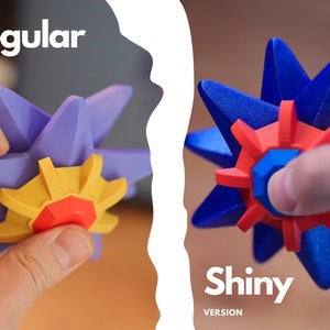 Starmie Fidget Spinner Toy, 3D Printed Poke Toy, Choose Between Regular, Shiny, or Dark Shiny