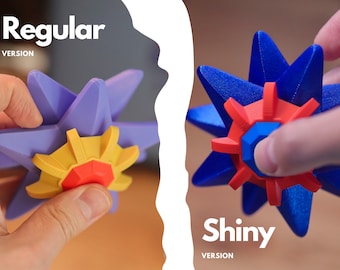Starmie Fidget Spinner Toy, 3D Printed Poke Toy, Choose Between Regular, Shiny, or Dark Shiny