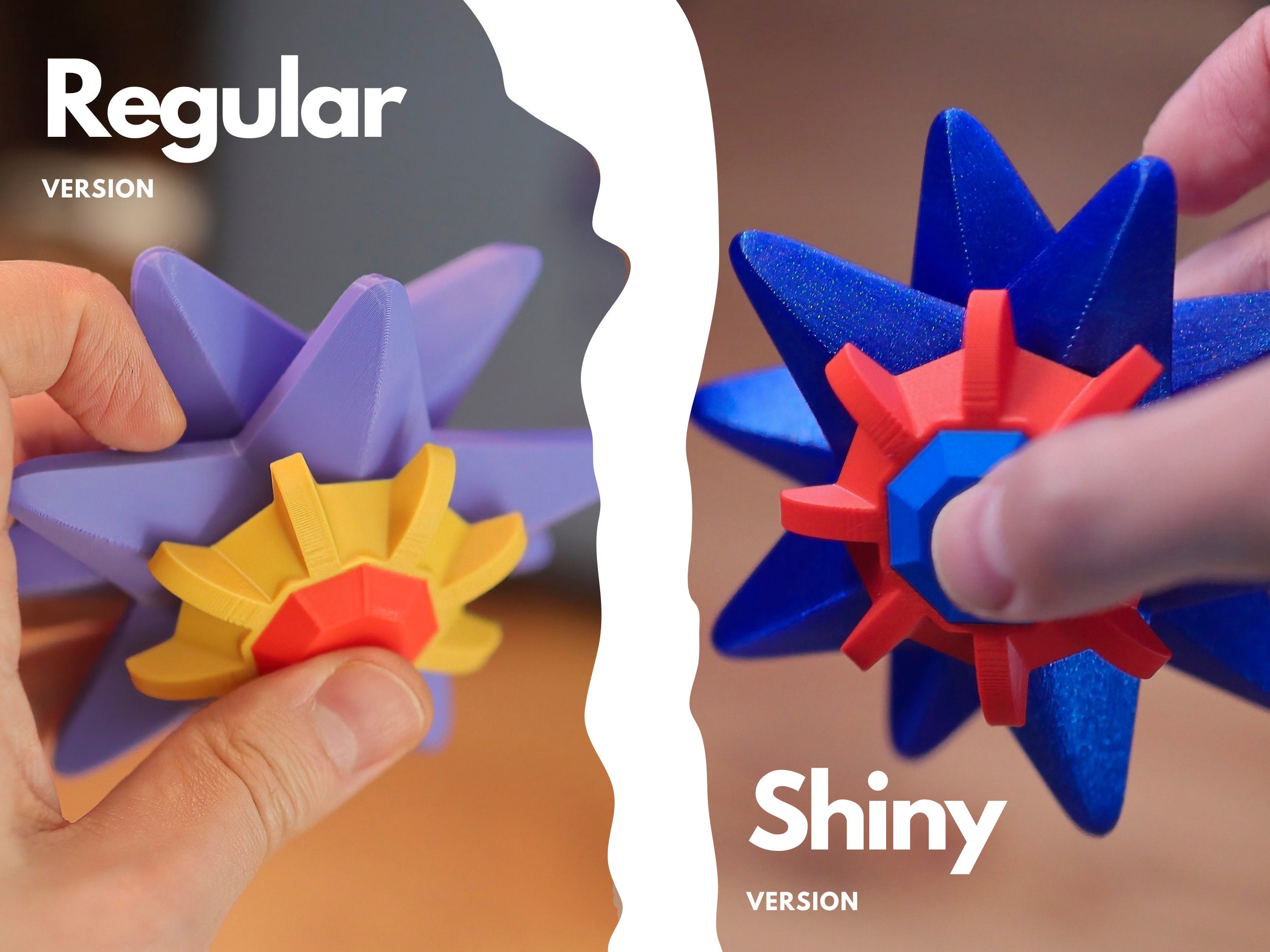 Starmie Fidget Spinner Toy, 3D Printed Poke Toy, Choose Between Regular, Shiny, or Dark Shiny