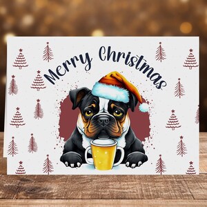 Bulldog Weihnachtskarte - Ich wünsche Ihnen ein Pawsome Christmas! - Druckbare Grußkarte