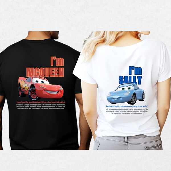 Cars Matching T-Shirt, L. McQueen and Sally Couple shirts, I'm Lightning Sally Cars Tee, Lightning Movie, I'm McQueen shirt