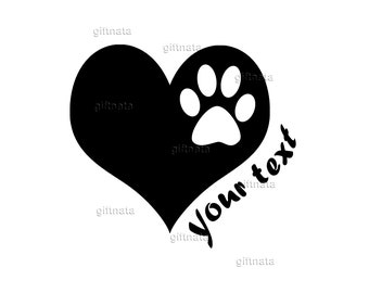 Personalized Animal Paw Print Heart Image - Pet - Digital Print Ready Png - Download