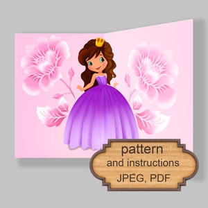 Happy Birthday - Pop-up Card - Princess Greetings - Instant Download - Digital File - PDF - JPEG - Pattern and instructions