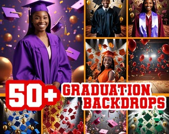 Graduation Digital Backdrops, +50 Graduation Photography Background, Senior Portrait Photo, Grad Banner, School Grad