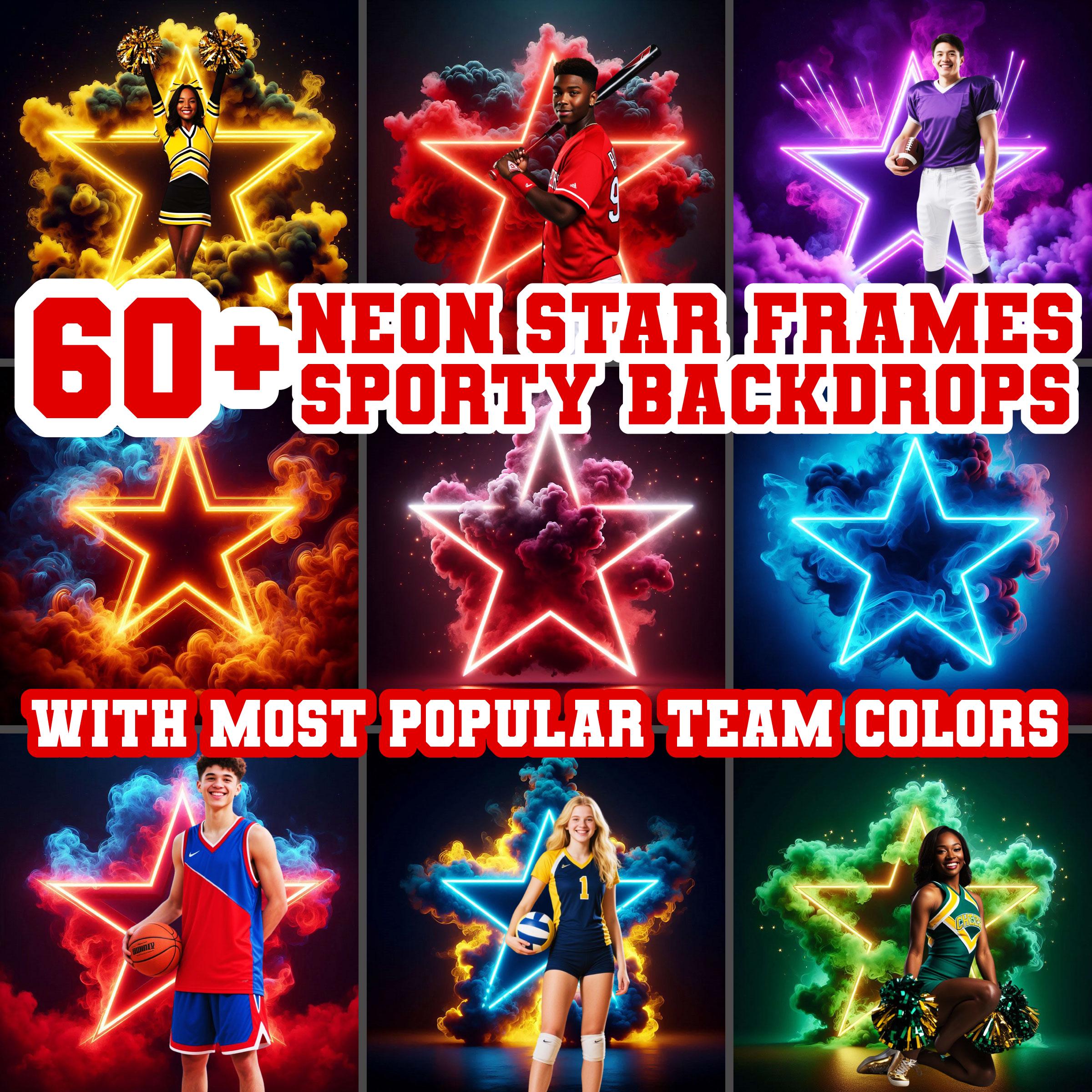 60+ Neon Star Frame Smoke Sporty Backdrop, Backgrounds for Sports