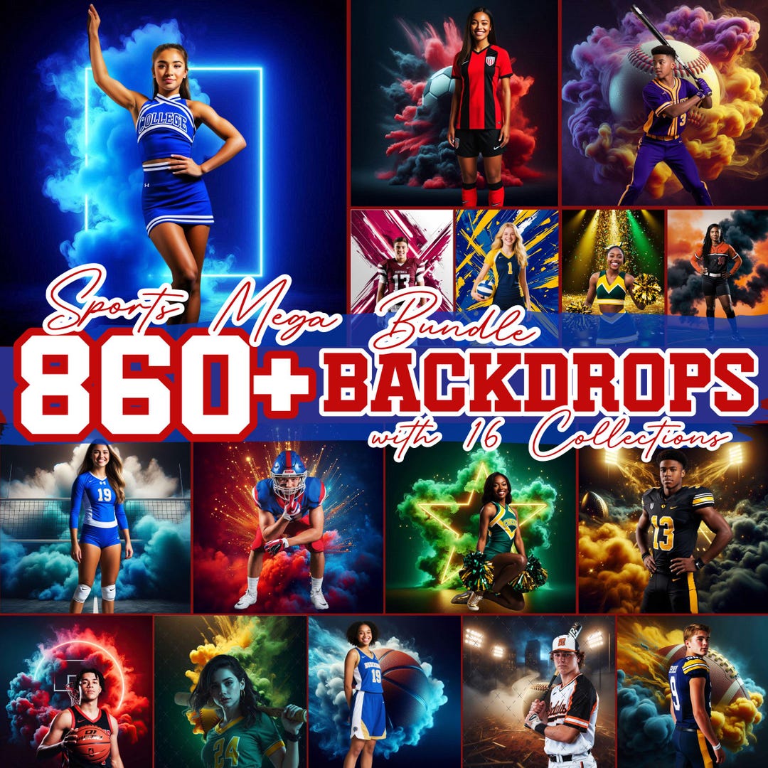 Spports Back Loop Mega Sports Backdrop Bundle 860 Designs, Basketball Football Baseball ...