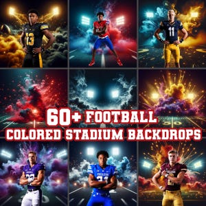 Football Backdrops, 60x Stadium Colored Smoke, Backgrounds for Football and Portraits , Photoshop, Background Team Colors