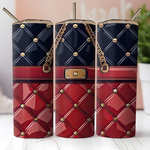 Luxus Leder Geldbörse Tumbler PNG Sublimation, 20 Unze Skinny Straight Tumbler, Nahtlos, Digital, Tumbler Vorlage, Handtasche Frauen