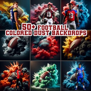 Può includere: Una collezione di oltre 50 sfondi digitali a tema calcistico con effetti di fumo e polvere colorati. Gli sfondi sono perfetti per creare foto uniche e accattivanti.