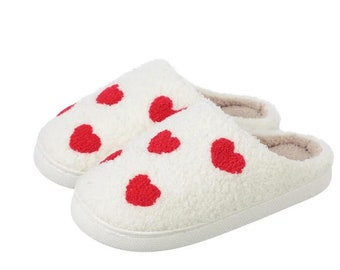 love heart cosy slippers fluffy white warm slippers christmas gift for her warm winter