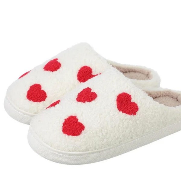 love heart cosy slippers fluffy white warm slippers christmas gift for her warm winter