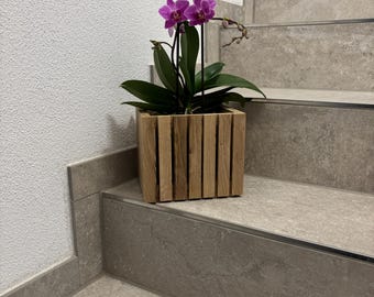 Planter, flowerpot, planter made of blocks, oak blocks, gift idea, decorative planter, block decoration, Mother's Day, Christmas, ash