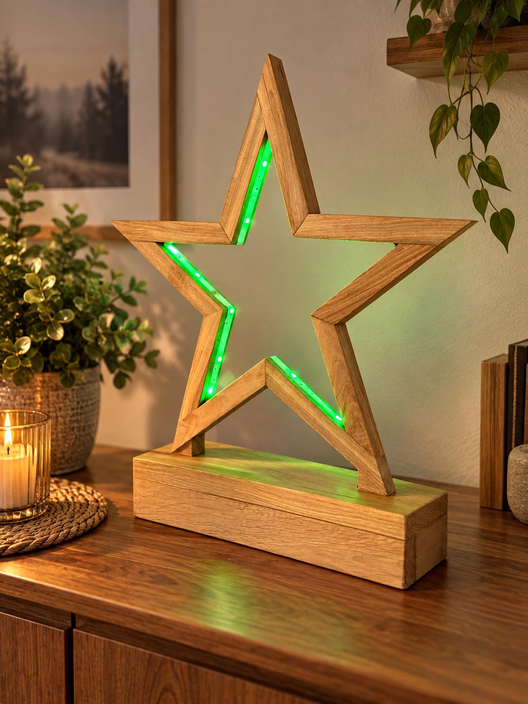 Weihnachtsstern holz mit beleuchtung