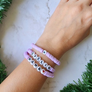 Personalized Name Bracelet, Custom Name Bracelet, Christmas bracelets, Initial Bracelets Christmas gifts, Custom Gifts, Heishi Bracelet