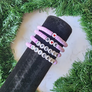 Custom Name Bracelet, Personalized Name Bracelet, Heishi Bracelet, Christmas bracelets, Initial Bracelets Christmas gifts, Custom Gifts