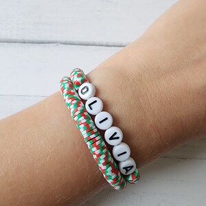 Heishi Bracelet Set Of 2,Personalized Name Bracelet,Initial Bracelets,Custom Name Bracelet,Christmas bracelets, Christmas gifts,Custom Gifts