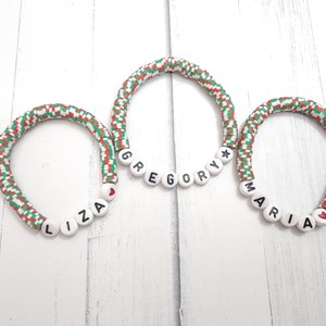 Initial Bracelets, Custom Name Bracelet, Personalized Name Bracelet, Heishi Bracelet, Christmas bracelets, Christmas gifts, Custom Gifts