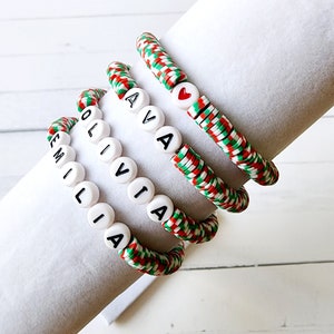Custom Name Bracelet, Personalized Name Bracelet, Heishi Bracelet, Christmas bracelets, Initial Bracelets Christmas gifts, Custom Gifts