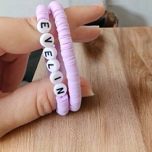 Set Of 2 Heishi Bracelet,Personalized Name Bracelet,Initial Bracelets,Custom Name Bracelet,Christmas bracelets, Christmas gifts,Custom Gifts