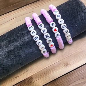 Custom Name Bracelet, Personalized Name Bracelet, Initial Bracelets, Heishi Bracelet, Christmas bracelets, Christmas gifts, Custom Gifts