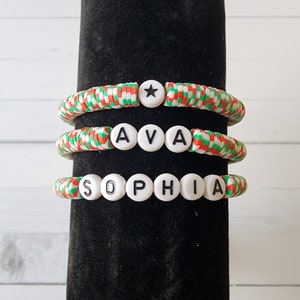 Personalized Name Bracelet, Custom Name Bracelet, Christmas bracelets, Initial Bracelets Christmas gifts, Custom Gifts, Heishi Bracelet