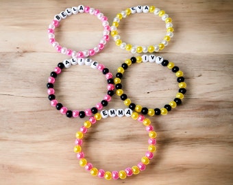 Custom Name Pearl Beaded Bracelet: Personalized Word Jewelry
