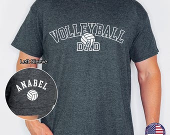 Volleyball Dad Kids Name On Sleeve Shirt, Volleyball Dad Shirt, Gift for Dad Tee, Volleyball Team Shirt, Dad Volleyball, Dads day, voleyball