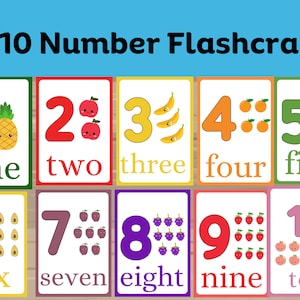 Cartes numériques de 1 à 10, imprimables pour l'école à la maison, comptage des mathématiques préscolaires, cartes numériques Apprendre à compter activité maternelle à téléchargement immédiat !