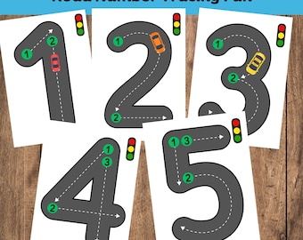 Road Numbers Tracing Worksheet 1-10: Preschool Handwriting Practice (Printable)