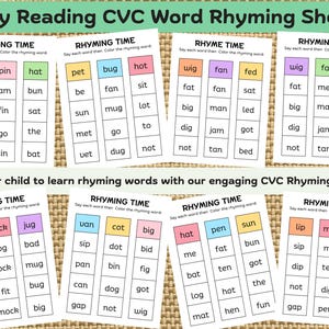 CVC Word Rhyming Sheets: Early Reading Game (PDF Pattern)