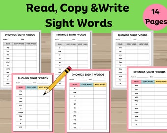 Phonics Sight Words, Printable Fry's First Hundred Sight Word worksheets, Kindergarten-1st Grade Sight Words. High Frequency Word,