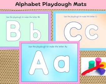Alphabet Tracing Cards: Play Dough Mats, Phonics (digital Download) - Etsy
