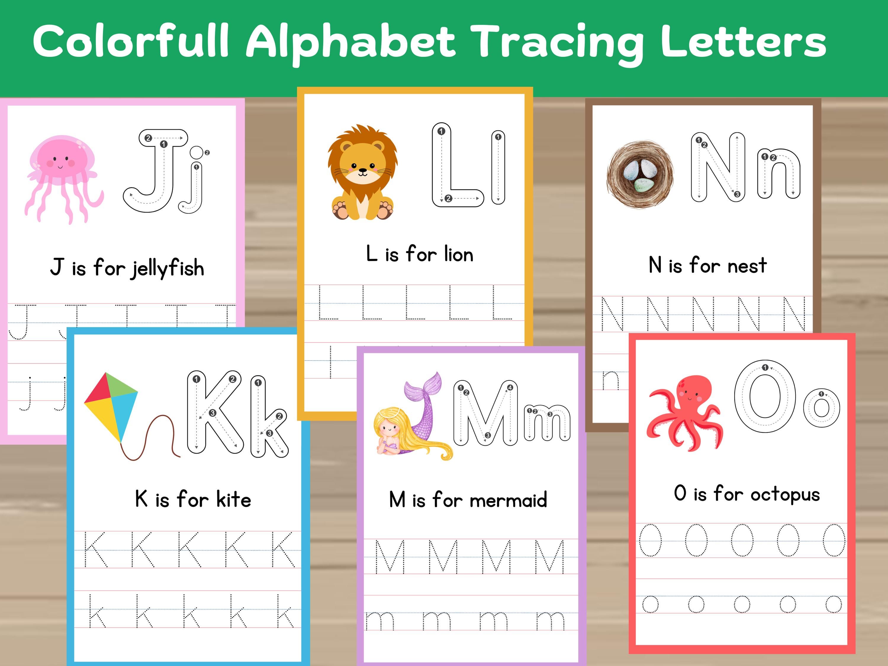 Alphabet Tracing Worksheets for Kids, Kindergarten Alphabet Tracing ...