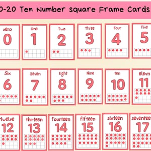 0–20 Cartões de Números de Dez Quadros | Cartões de Contagem e Matemática para Imprimir | Reconhecimento de Números para Pré-escola e Jardim de Infância PDF